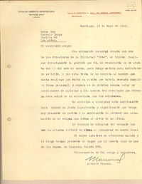 [Carta] 1943 may. 15, Santiago, Chile [a] Gonzalo Drago
