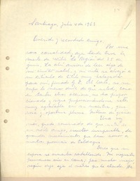 [Carta] 1963 jul. 4, Santiago, Chile [a] Gonzalo Drago