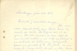 [Carta] 1963 jul. 4, Santiago, Chile [a] Gonzalo Drago