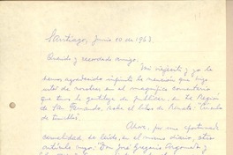 [Carta] 1963 jun. 10, Santiago, Chile [a] Gonzalo Drago