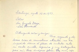 [Carta] 1953 ago. 16, Santiago, Chile [a] Gonzalo Drago