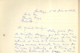 [Carta] 1952 jul. 1, Santiago, Chile [a] Gonzalo Drago