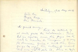 [Carta] 1952 mar. 17, Santiago, Chile [a] Gonzalo Drago