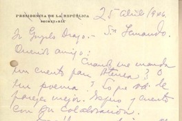[Carta] 1946 abr. 25, Santiago, Chile [a] Gonzalo Drago