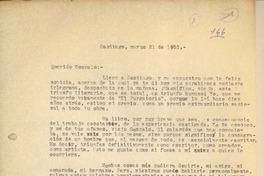 [Carta] 1951 mar. 21, Santiago, Chile [a] Gonzalo Drago