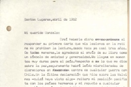 [Carta], 1982 abr. Santos Lugares, Argentina [a] Gonzalo Drago