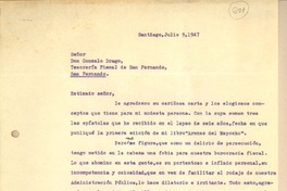 [Carta] 1947 jul. 9, Santiago, Chile [a] Gonzalo Drago