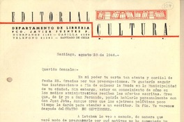 [Carta] 1946 ago. 28, Santiago, Chile [a] Gonzalo Drago