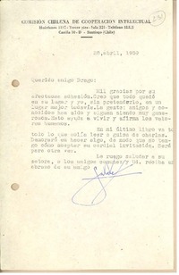 [Carta] 1959 abr. 28, Santiago, Chile [a] Gonzalo Drago