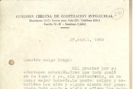 [Carta] 1959 abr. 28, Santiago, Chile [a] Gonzalo Drago