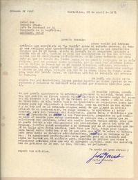 [Carta] 1971 abr. 28, Montevideo, Uruguay [a] Gonzalo Drago