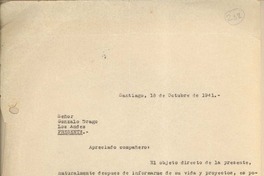 [Carta] 1941 oct. 18, Santiago, Chile [a] Gonzalo Drago