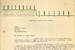 [Carta] 1945 mar. 13, Santiago, Chile [a] Gonzalo Drago