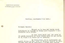 [Carta] 1943 sep. 3, Santiago, Chile [a] Gonzalo Drago