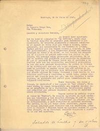 [Carta] 1949 jul. 28, Santiago, Chile [a] Gonzalo Drago