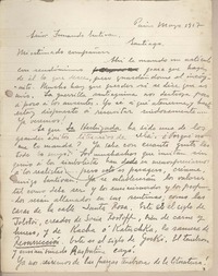 [Carta] 1917 mayo, Paris, Francia [a] Fernando Santiván