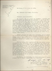 [Carta] 1952 junio 27, Santiago, Chile [a] Fernando Santiván