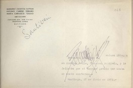 [Carta] 1952 junio 27, Santiago, Chile [a] Fernando Santiván