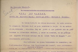 Ruta de sangre, novela de Salvador Reyes