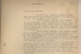[Carta] 1948 noviembre 26, Santiago, Chile [a su esposa]