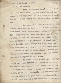 [Carta] 1950 agosto 7, Santiago, Chile [a su esposa]