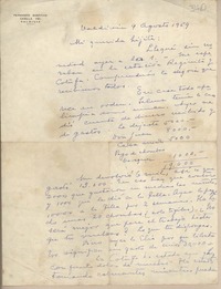 [Carta] 1959 agosto 9, Valdivia, Chile [a su esposa]