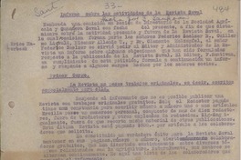 Informe sobre las actividades de la Revista Saval