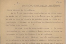 Nuevo ministro de agricultura