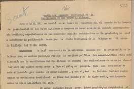 Sesión del comando provincial de la candidatura de don Pedro E. Alfonso