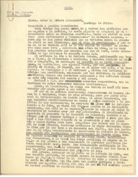 [Carta] 1936 mayo 25, Lisboa, [Portugal] [al] Excmo. Señor D. Arturo Alessandri, Santiago, Chile
