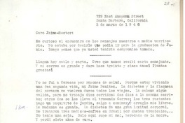 [Carta] 1948 mar. 3, Santa Barbara, California, [EE.UU.] [a] Jaime Benítez, [Puerto Rico]