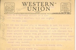 [Telegrama] 1946 May 2, New York, [EE.UU.] [a] Gabrielle Meistral [i.e. Gabriela Mistral], New York, [EE.UU.]