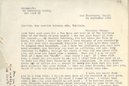 [Carta] 1943 Sept. 24, [California], [EE.UU.] [a] Gabriela [Mistral]