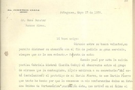 [Carta] 1938 mayo 23, Patagones, [Argentina] [a] René Bunster, Buenos Aires, [Argentina]