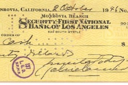 Cheque firmado por Lucila Godoy (Gabriela Mistral)