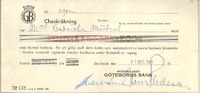 Cheque del Aktiebolaget Goteborgs Bank