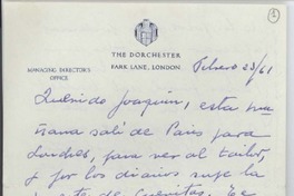 [Carta] 1961 feb. 23 Londres [a] Joaquín Edwards Bello