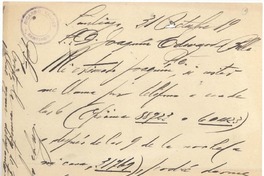 [Carta] 1919? oct. 31 Santiago, Chile [a] Joaquín Edwards Bello