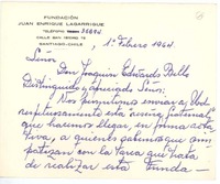 [Tarjeta] 1964 feb. 1 Santiago, Chile [a] Joaquín Edwards Bello