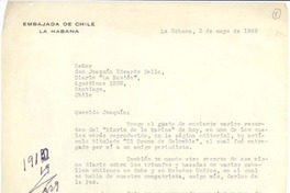 [Carta] 1948 may. 5, La Habana, Cuba [a] Joaquín Edwards Bello