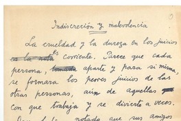 Indiscreción y malevolencia