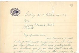 [Carta] 1953 oct. 30, Santiago, Chile [a] Joaquín Edwards Bello