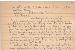 [Carta] 1966 nov. 21, Santiago, Chile [a] Joaquín Edwards Bello