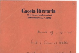 [Carta] 1926 dic. 26 Madrid, España [a] Joaquín Edwards Bello