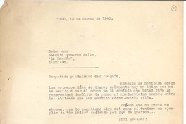 [Carta] 1960 marzo 13, Teno, Chile [a] Joaquín Edwards Bello