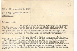 [Carta] 1958 ago. 22, Talca, Chile [a] Joaquín Edwards Bello