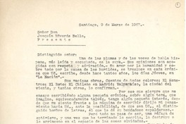 [Carta] 1967 mar. 9, Santiago, Chile [a] Joaquín Edwards Bello