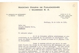[Carta] 1956 jul. 24, Santiago, Chile [a] Joaquín Edwards Bello