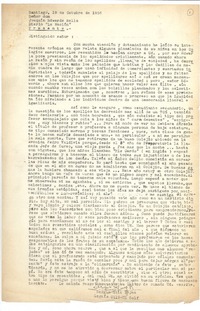 [Carta] 1956 oct. 19, Santiago, Chile [a] Joaquín Edwards Bello