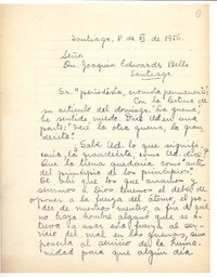 [Carta] 1956 nov. 8, Santiago, Chile [a] Joaquín Edwards Bello